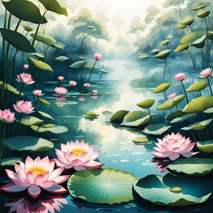 Serene lotus pond